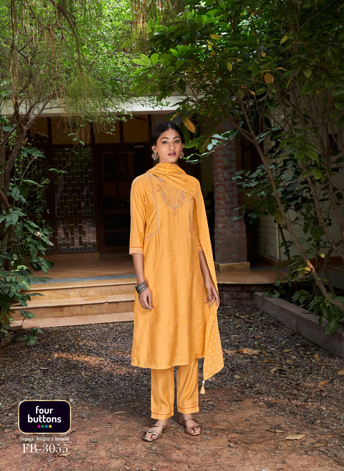 Four Buttons Muraad Exclusive Designer Wholesale Readymade Suits